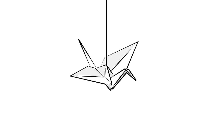 Kranichorigamiillustration, einfach, Minimalismus, Origami, Kräne (Vogel), einfacher Hintergrund, weißer Hintergrund, HD-Hintergrundbild