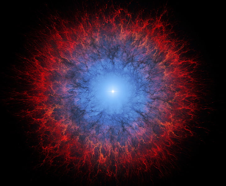 wallpaper merah, biru, dan hitam, ledakan, nebula, alam semesta, bintang, supernova, Wallpaper HD