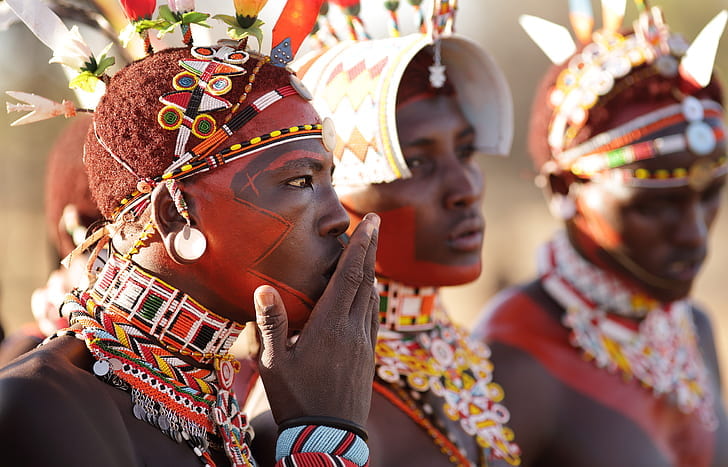 africa, Kenya, Samburu warriors, HD wallpaper