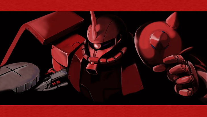 ilustração de robô vermelho, Mobile Suit, Mobile Suit Gundam, Zaku II, HD papel de parede
