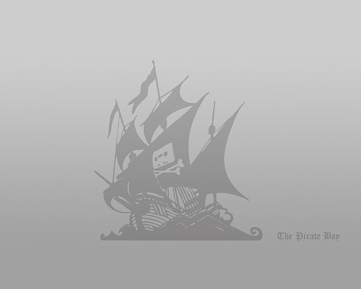 серый, минимализм, логотип, пиратство, пиратская бухта, HD обои