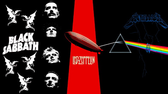 Music, Rock'n'roll, Black Sabbath, Classic Rock, Heavy Metal, Led Zeppelin, Metal (Music), Metallica, Pink Floyd, Queen (Band), Rock & Roll, Rock (Music), HD wallpaper HD wallpaper