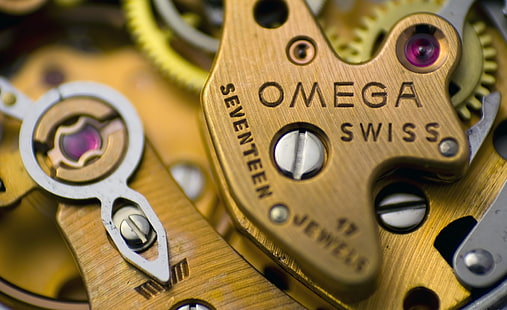 brown Omega Swiss watch, watch, mechanism, omega, HD wallpaper HD wallpaper