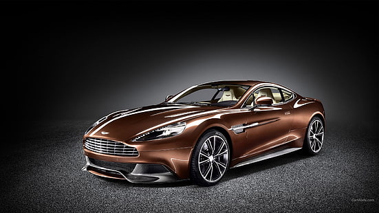 cupé marrón, Aston Martin, Aston Martin Vanquish, coche, vehículo, Fondo de pantalla HD HD wallpaper