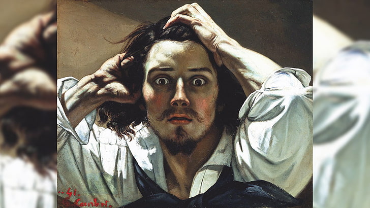 peinture d'homme, peinture, Gustave Courbet, portrait, art classique, Fond d'écran HD