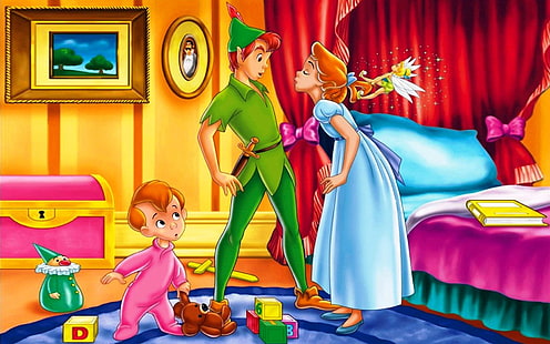 Peter Pan With Wendy Darling And Michael Darling Disney Images Free Download 1920×1200, HD wallpaper HD wallpaper
