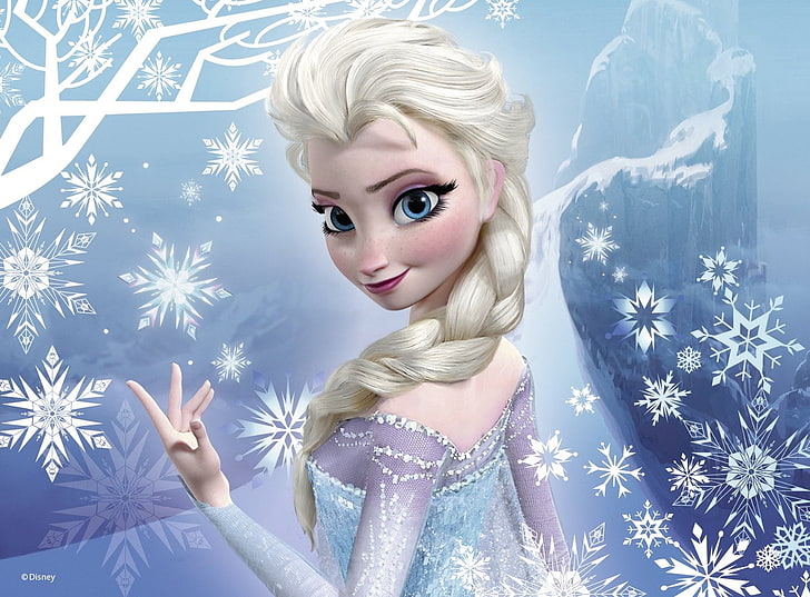 Frozen (2013), poster, elsa, iarna, musim dingin, fantasi, gadis, kepingan salju, ratu salju, beku, putri, putih, disney, biru, Wallpaper HD