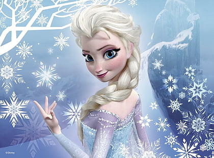 Frozen (2013), póster, elsa, iarna, invierno, fantasía, niña, copos de nieve, reina de las nieves, frozen, princesa, blanco, disney, azul, Fondo de pantalla HD HD wallpaper