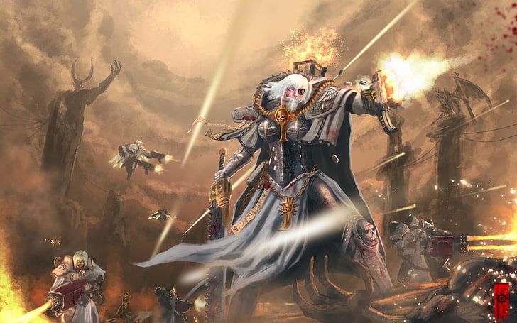 Warhammer digitale Tapete, Waffen, Mädchen, Kunst, Rüstung, Schlacht, Warhammer 40k, Schwester der Schlacht, HD-Hintergrundbild