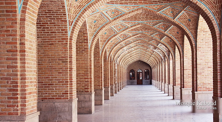 Tabriz, Mezquita Kaboud, columnas de hormigón marrón, Asia, Irán, Arquitectura, mezquita, tabriz, kaboud, tabriz-Irán, Fondo de pantalla HD