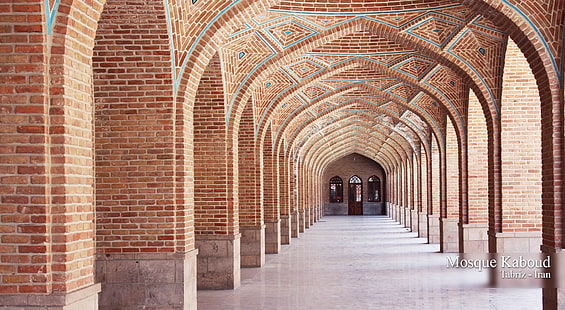 Tabriz, Mezquita Kaboud, columnas de hormigón marrón, Asia, Irán, Arquitectura, mezquita, tabriz, kaboud, tabriz-Irán, Fondo de pantalla HD HD wallpaper