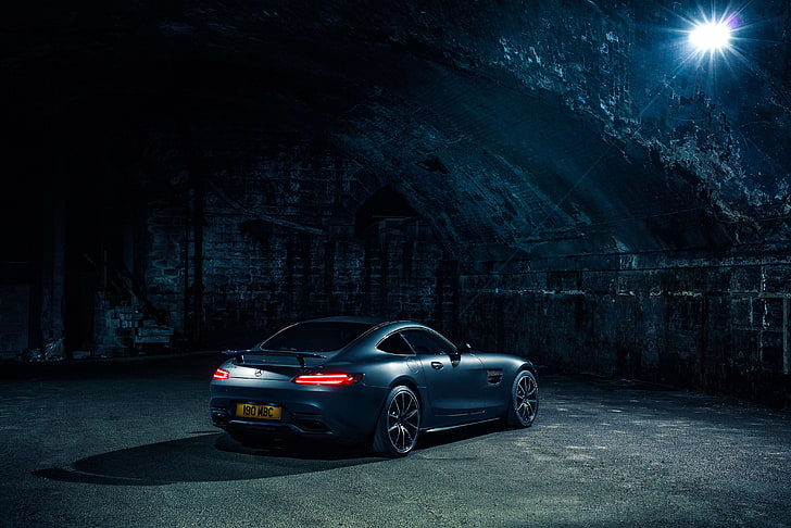 cupê cinza, Mercedes, AMG, especificação do Reino Unido, 2015, edição 1, GT S, C190, HD papel de parede