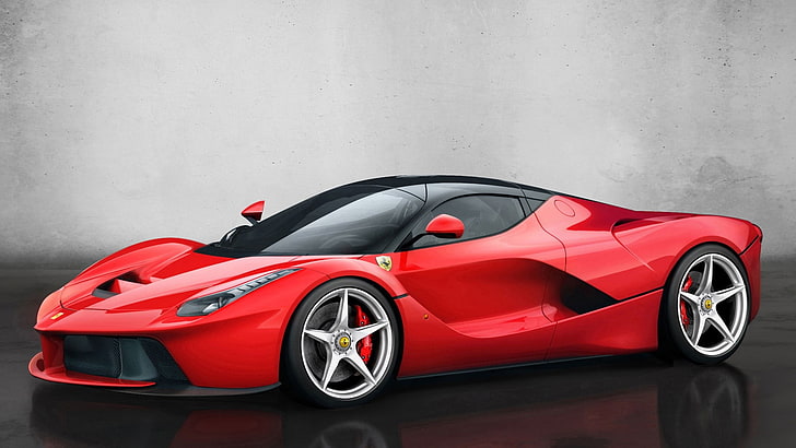 armazón de cama de coche rojo y negro, coche, Ferrari LaFerrari, coches rojos, Ferrari, vehículo, Fondo de pantalla HD