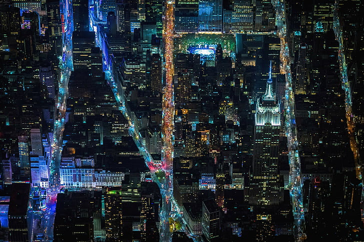 مدينة نيويورك ، الولايات المتحدة الأمريكية ، المدينة ، المنظر الجوي، خلفية HD