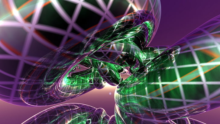 illustration de serpent vert, spirale, abstraction, vert, lilas, Fond d'écran HD