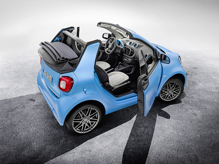 Женевский автосалон 2016, синий, издание BRABUS, Smart Fortwo cabrio, HD обои