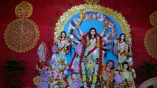 Durga Pratima, Durga Puja 2016, Sarkar Bari, Durga Pujo 2016, Maa Durga, Sarkar Bari Puja 2016, HD-Hintergrundbild HD wallpaper