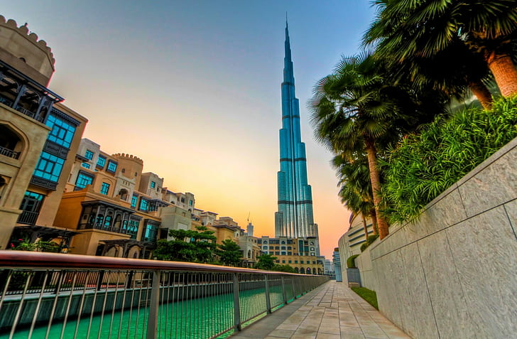 Dubai, United Arab Emirates, evening, burj khalifa, Dubai, United Arab Emirates, evening, Burj Khalifa, HD wallpaper