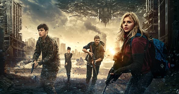  Sky, Cars, Ben, Girls, The, Guns, Aliens, River, Year, EXCLUSIVE, UFO, Chloë Grace Moretz, Movie, Film, Adventure, Chloe Grace Moretz, Sci-Fi, Soldiers, Boys, Cassie, Columbia Pictures, Ruins, Wave, Sony Pictures, Towers, 2016, Cataclysms, Maika Monroe, The 5th Wave, Evan, Alex Roe, 5th, Fifth, Ringer, SURF'S UP, PESTILENCE, Nick Robinson, SILENCER, LIGHTS OUT, HD wallpaper HD wallpaper