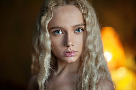 Maria Popova, kobiety, Maxim Maximov, blondynka, twarz, portret, zielone oczy, Tapety HD HD wallpaper