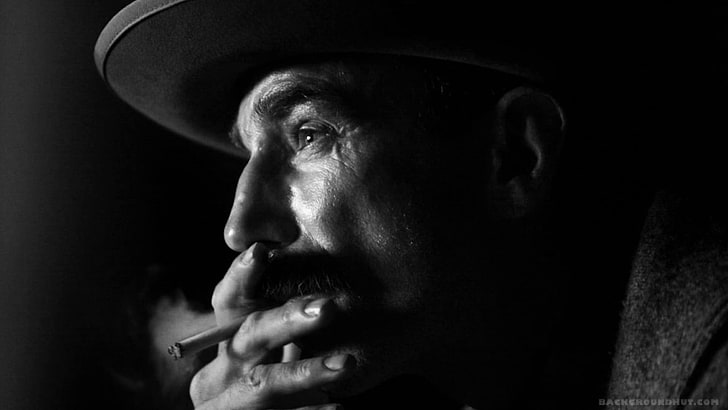cigarrillos, humo, Habrá sangre, monocromo, sombrero, perfil, Daniel Day-Lewis, películas, Fondo de pantalla HD