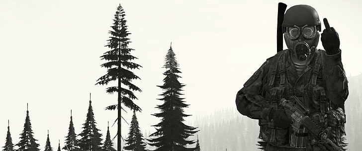 soldier, forest, military, middle finger, DayZ, HD wallpaper
