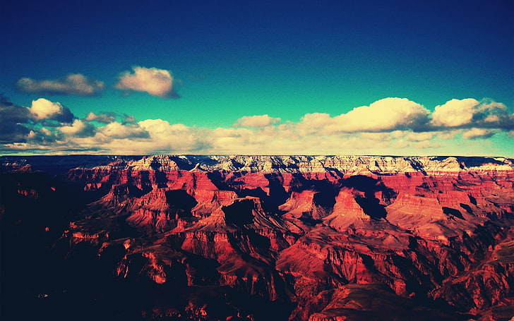 Гранд-Каньон под голубым небом, природа, пейзаж, Гранд-Каньон, национальный парк, Колорадо, каньон, HD обои