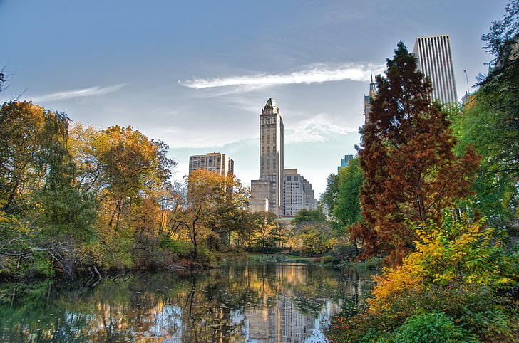 Central Park, New York, the city, lake, Wallpaper, skyscrapers, new York, Park, Central, NYC, wallpapers, Manhattan, Central Park, east, Southwest, corner, looking, HD wallpaper