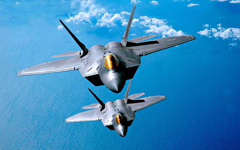 F-22ラプター、軍用機、航空機、ジェット戦闘機、米空軍、シアン、ブルー、 HDデスクトップの壁紙 HD wallpaper