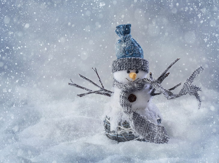 Weihnachtsschneemann-Handwerk, Schneemann mit digitaler Tapete des grauen Schals, Feiertage, Weihnachten, Feiertag, feiern, nett, frohe Weihnachten, 2014, HD-Hintergrundbild