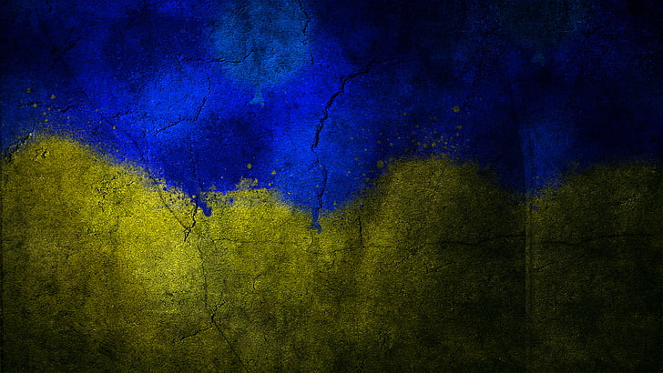 verde e azul têxtil, bandeira, Ucrânia, país, HD papel de parede