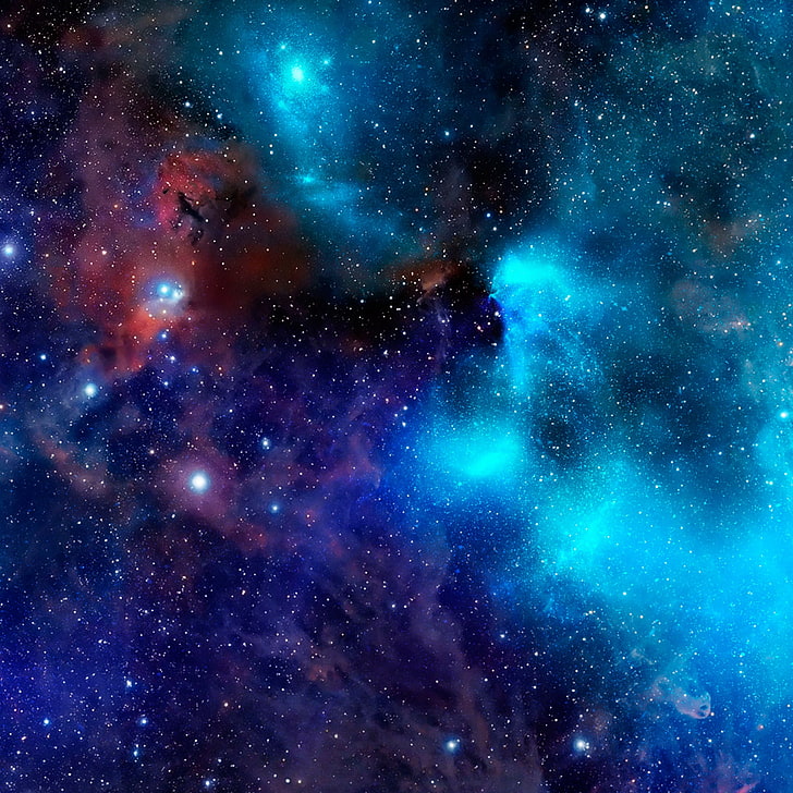 wallpaper digital nebula biru dan merah, alam semesta, galaksi, ruang, bintang, Wallpaper HD