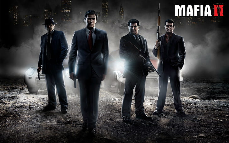 Mafia 2, Gun, Car, Smoke, Night, HD wallpaper
