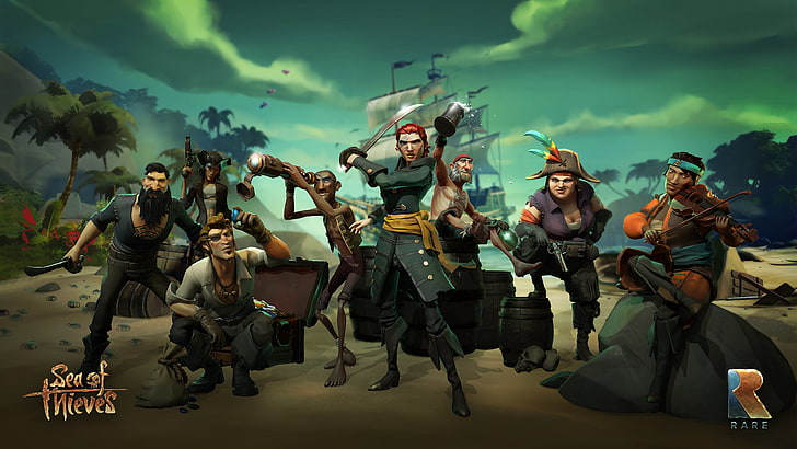 Море Воров иллюстрации, видеоигры, пираты, Море Воров, корабль, HD обои