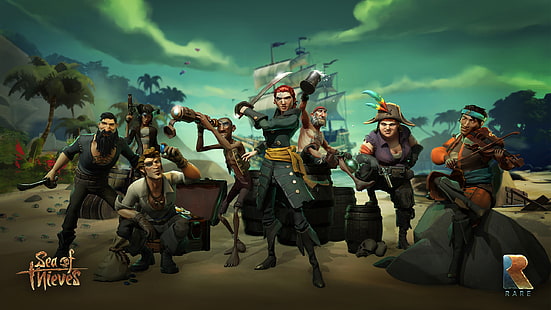 Sea of Thieves illustration, video games, pirates, Sea of Thieves, ship, HD wallpaper HD wallpaper