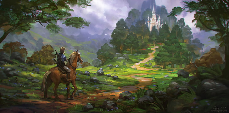 Зелда, Легендата за Зелда: Дъхът на дивата природа, кон, връзка, HD тапет