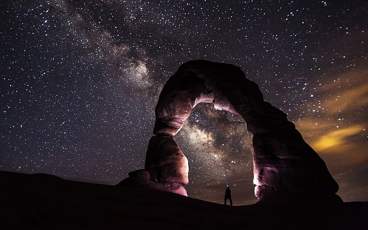 Национальный парк, штат Юта, звезды, пейзаж, небо, ночь, фотография, космическое искусство, космос, HD обои