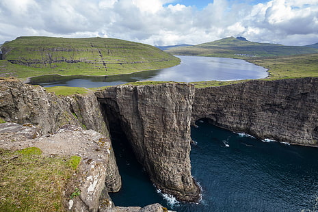 Озеро Сорвагсватн, Фарерские острова, природа, пейзаж, вода, HD обои HD wallpaper
