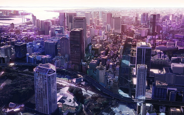 graue Hochhäuser, Stadt, Gebäude, Architektur, Straße, Straße, Wolkenkratzer, HD-Hintergrundbild
