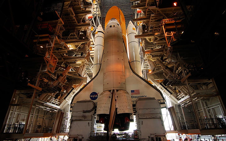 weiße NASA-Rakete, NASA, Raumfähre, Entdeckung, HD-Hintergrundbild