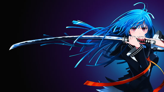 Ilustracja anime, Kisara Tendou, dziewczyna anime, Katana, 4K, Tapety HD HD wallpaper