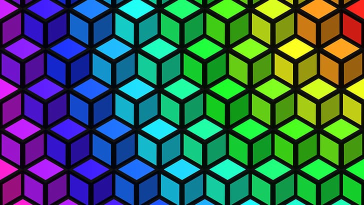 abstract, 3D Abstract, cube, CGI, digital art, minimalism, geometry, colorful, shapes, geometric figures, artwork, texture, pattern, beehive patterns, HD wallpaper