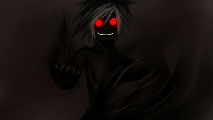 anime boys, demon, dark, red eyes, HD wallpaper