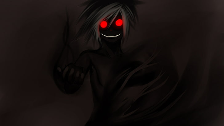 악마, 어두운, 빨간 눈, 애니메이션 소년, HD 배경 화면