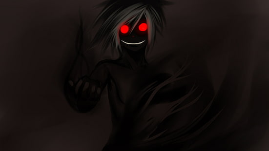 демон, тъмни, червени очи, аниме момчета, HD тапет HD wallpaper