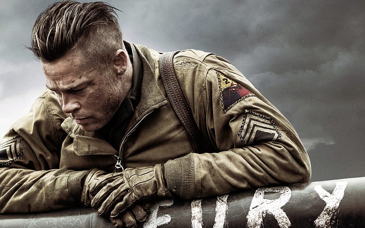 Brad Pitt in Fury, fury, brad, pitt, HD wallpaper
