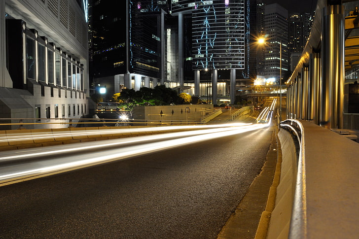 strada di cemento grigia, tokyo, strada, luce, notte, Sfondo HD