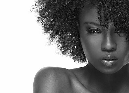 mulher em fotografia em escala de cinza, garota, foto, preto, branco, afro-americana, HD papel de parede HD wallpaper