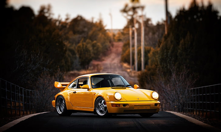mobil kuning, mobil, kendaraan, Porsche, Porsche 911, Wallpaper HD