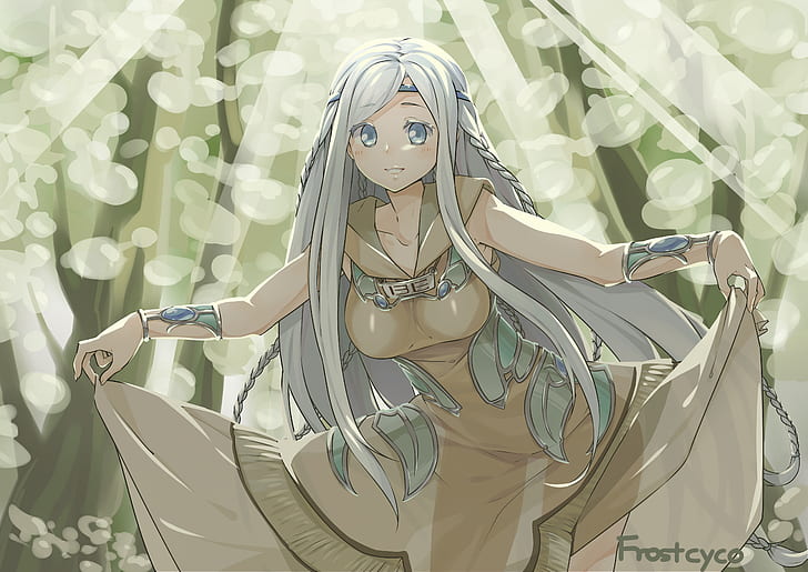 Yugioh, Schreinjungfrauen, hell, Frostcyco, Jungfrau mit blauen Augen, weißes Haar, HD-Hintergrundbild